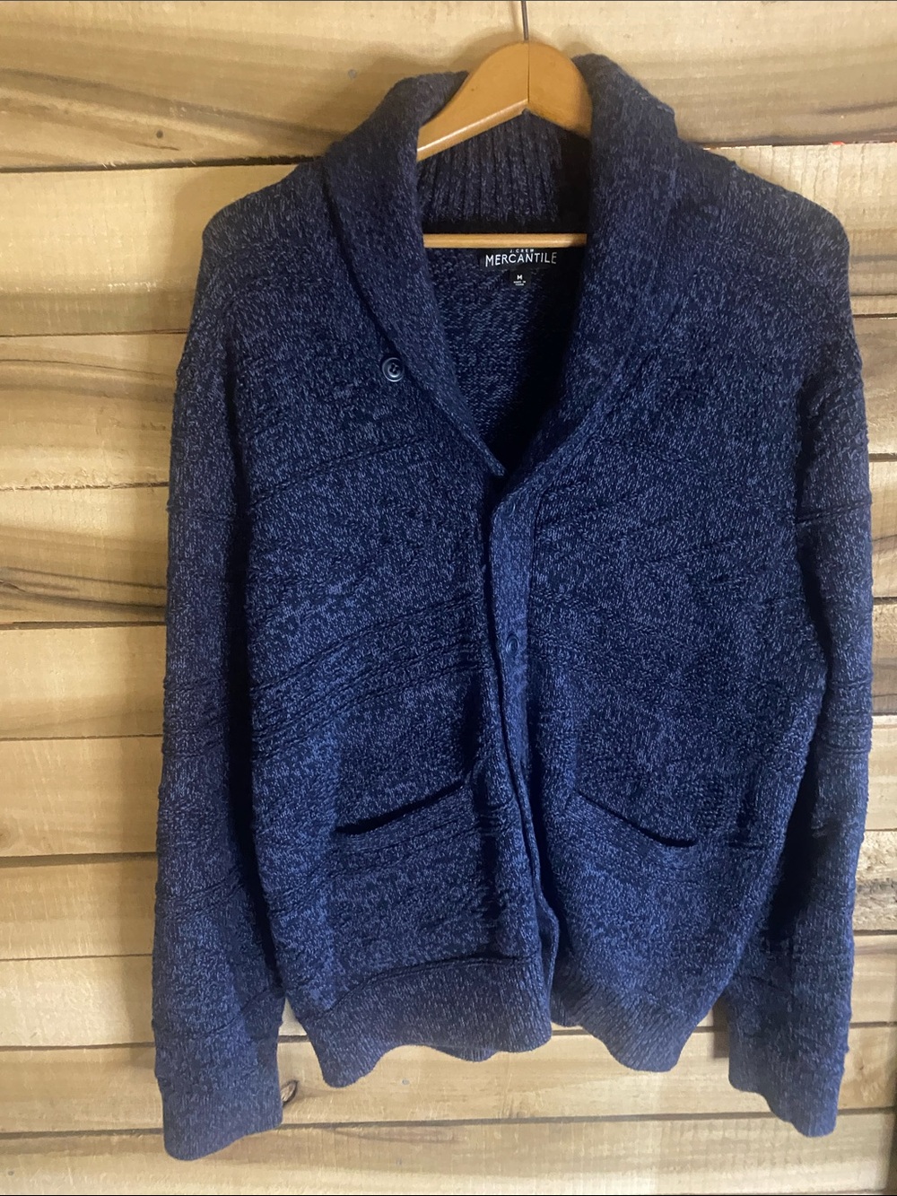 J. Crew Mercantile cardigan sweater size medium blue cotton 2 pockets